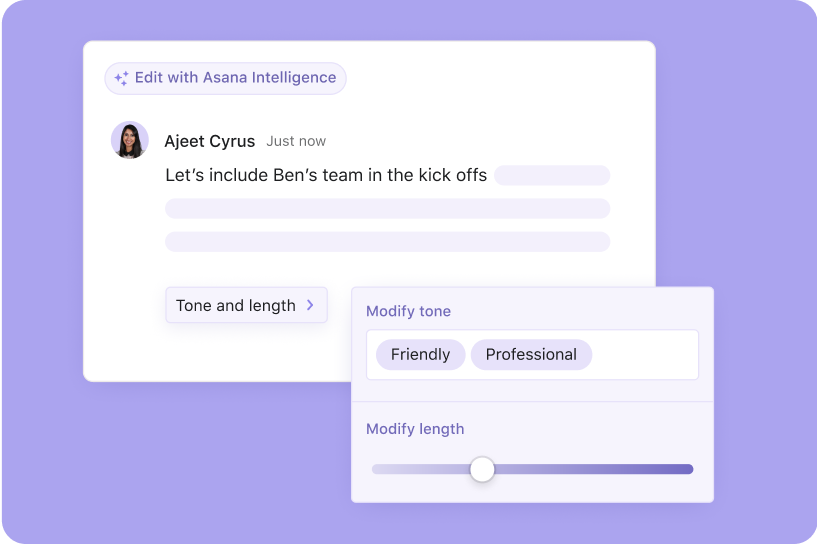An Image Showing Asana AI Features