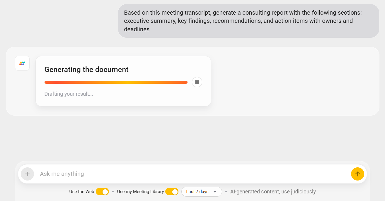 An Image Showing How Sembly Can Generate a Consulting Report