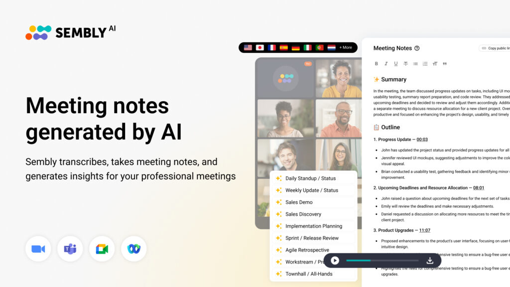 Meeting notes and Meeting Minutes Sembly as the first choice