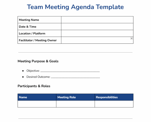 An Example of How a Team Meeting Agenda Template Looks