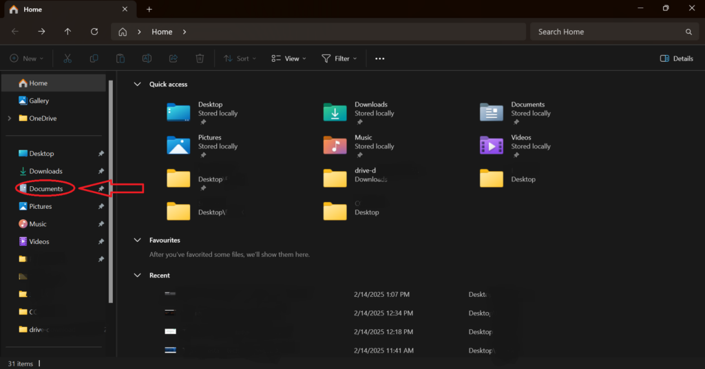 Step 2: Click the Documents folder in the left sidebar - Sembly