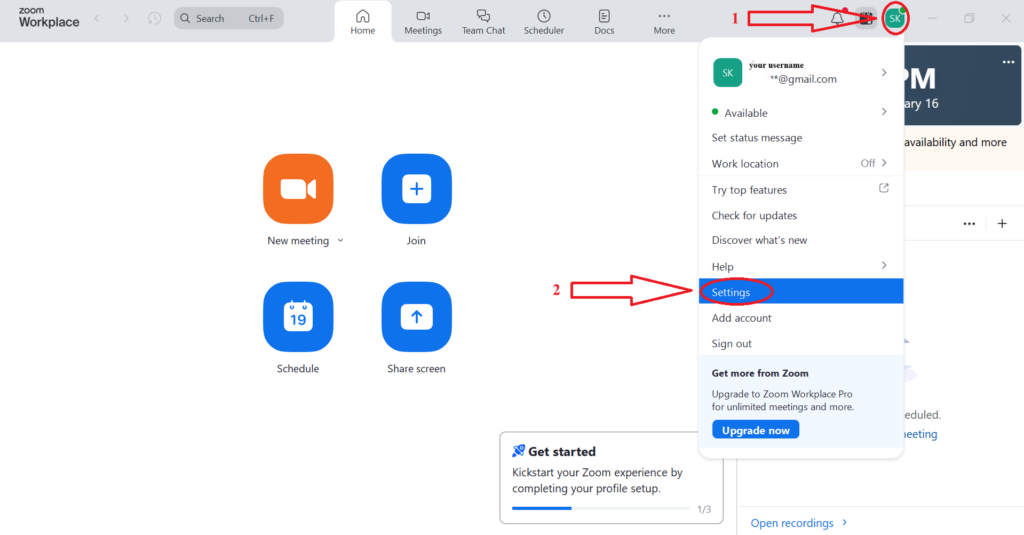 Step 3: Select Settings - Sembly