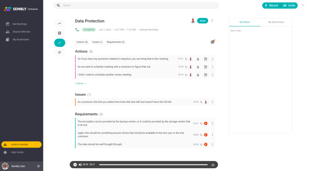 Updated Action Items list, with assignee and due dates recognition