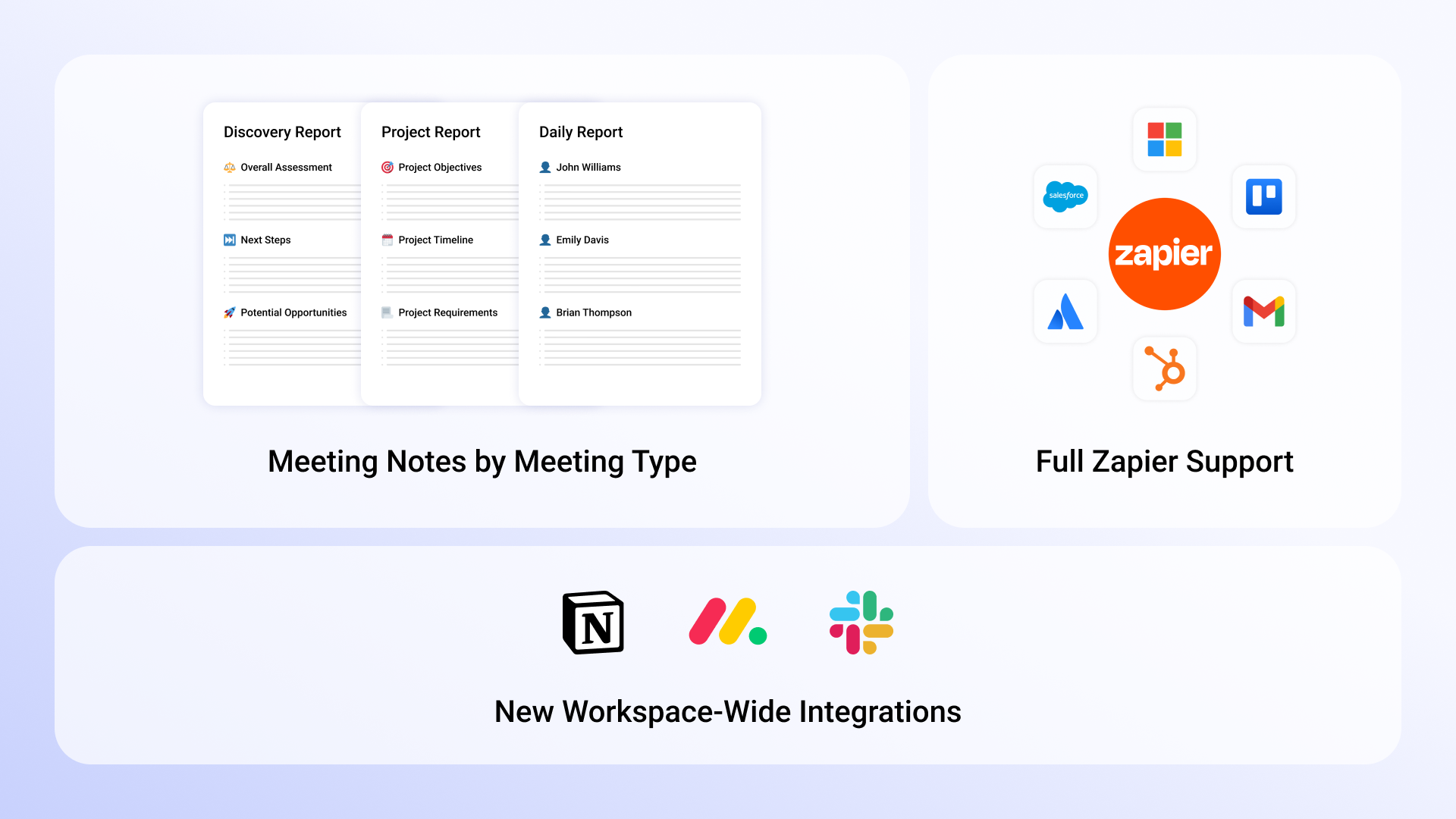 Sembly Update: Meeting Notes by Meeting Type, Zapier & New Platform Integrations, and More