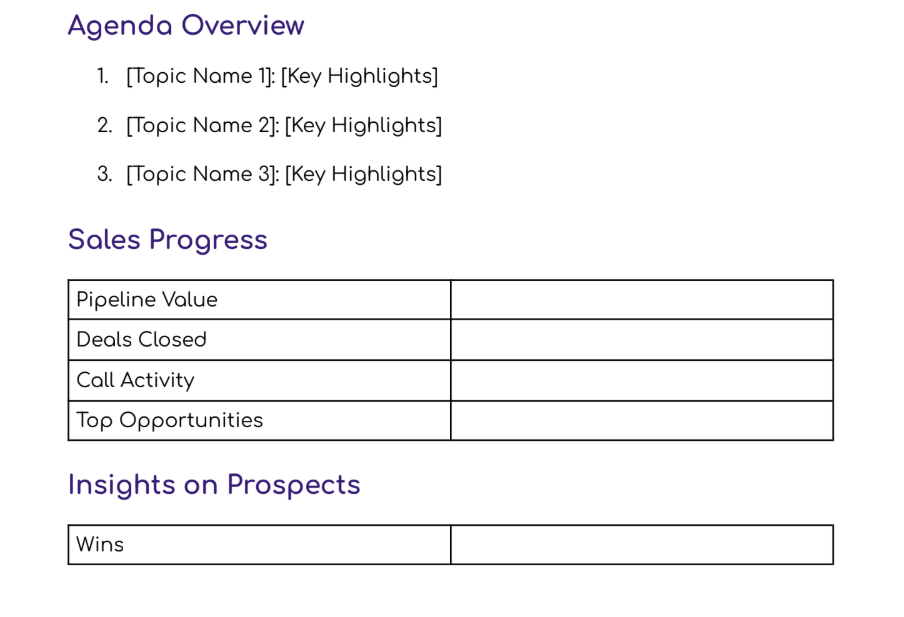 Sales Meeting Minutes Template by Sembly AI
