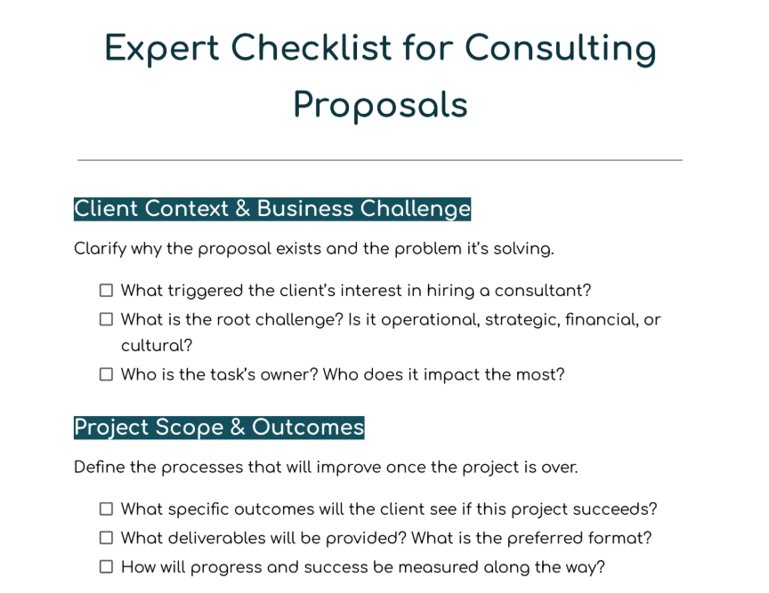 How an Expert Checklist for Consulting Proposals Looks from the Inside