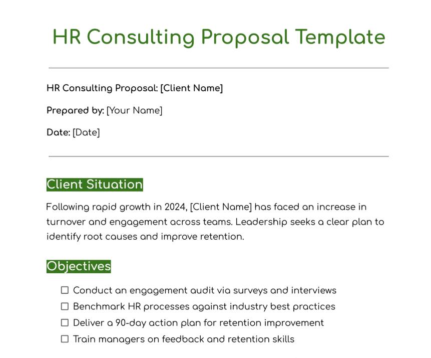 How an HR Consulting Proposal Template Looks