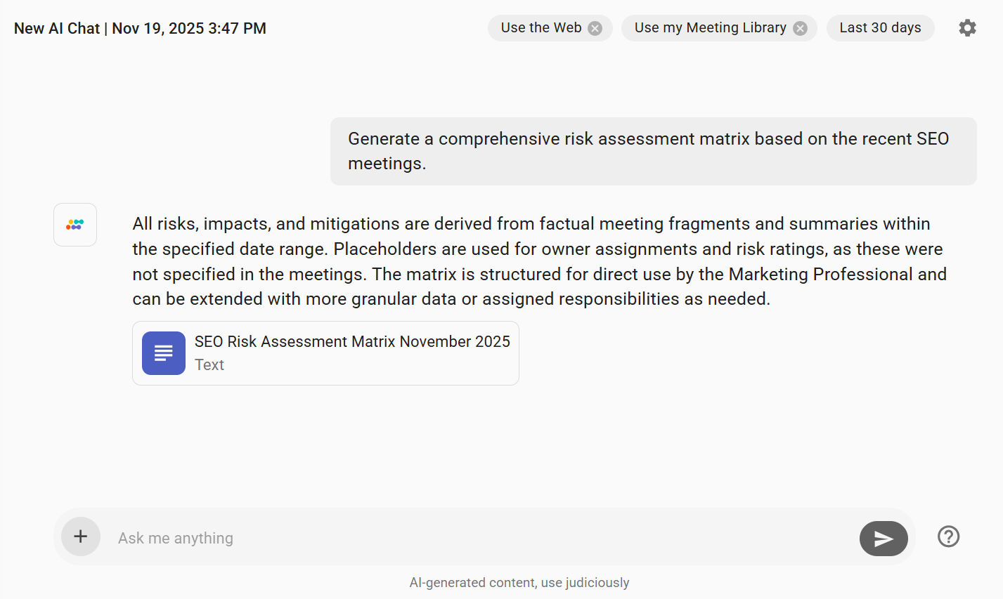 An Image Showing How Sembly Can Automate Risk Assessment Matrix