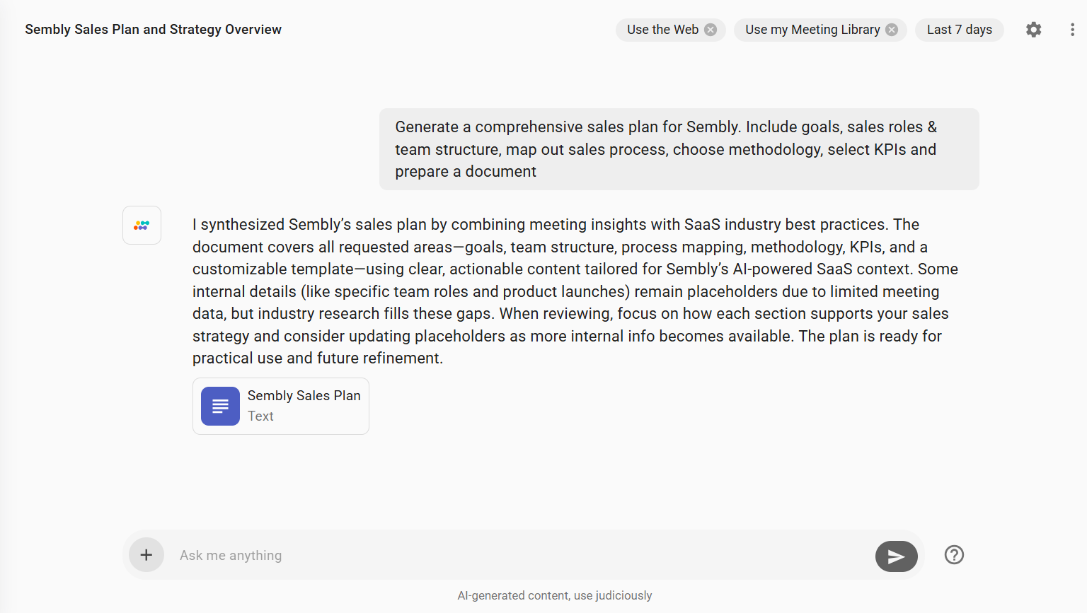 How Sembly Can Automate a Sales Plan Based on the Meeting Content