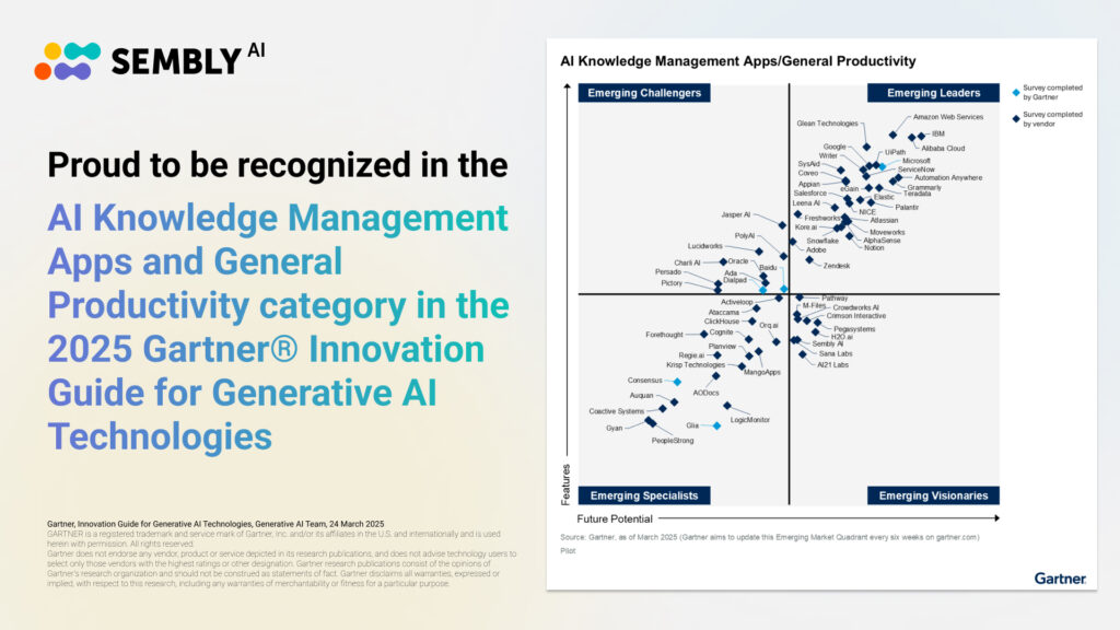 Sembly AI proud to be recognized in the 2025 Gartner® Innovation Guide for Generative AI Technologies