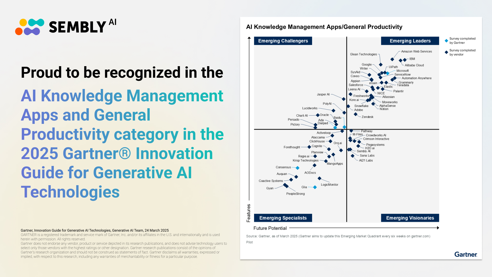 Sembly AI proud to be recognized in the 2025 Gartner® Innovation Guide for Generative AI Technologies