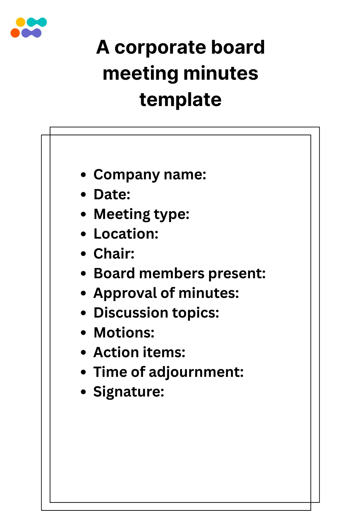 A corporate board meeting minutes template