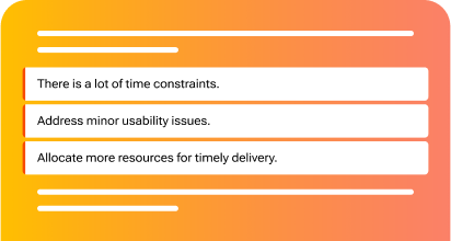 All in one: Transcripts, analytics, insights and reporting - Automatic risk recognition - Sembly automatically identifies risk items for products or processes and provides a complete picture of important discussion points.