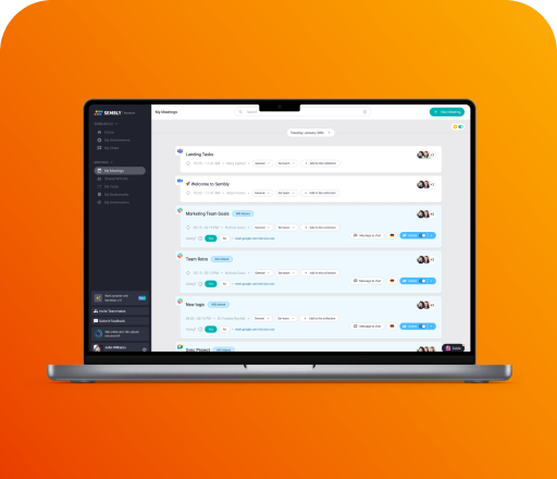 Must-have features for all your meetings - Centralized Meetings - Sembly automatically attends and records your Zoom, Google Meet, Microsoft Teams and Webex meetings.