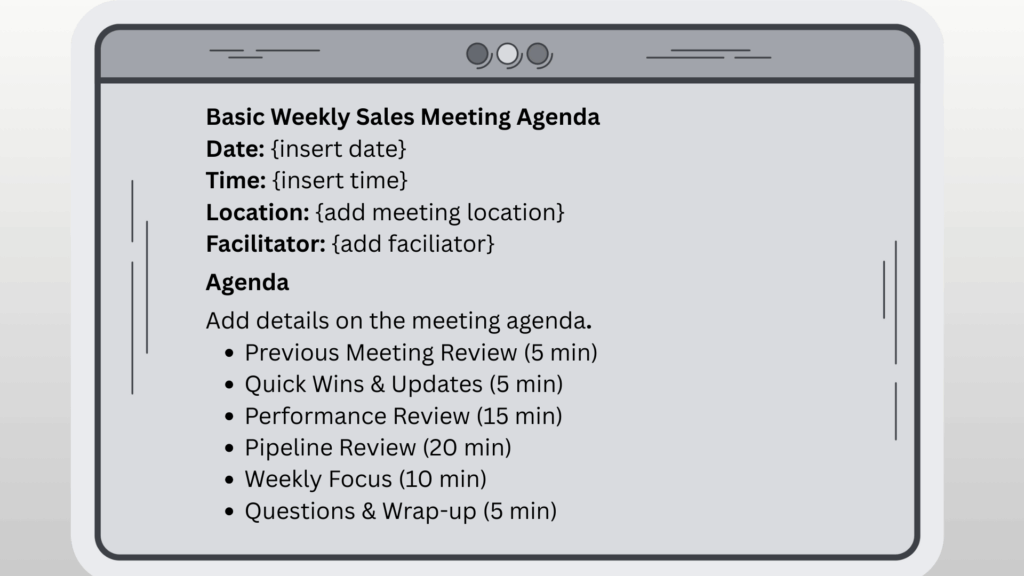 Basic Weekly Sales Meeting Agenda Template Example