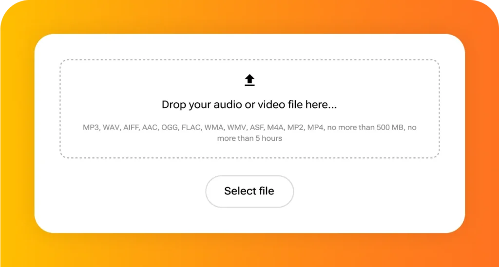 Upload existing audio files - Easily upload audio files to generate a transcript, meeting-notes, and insights for pre-recorded meetings.