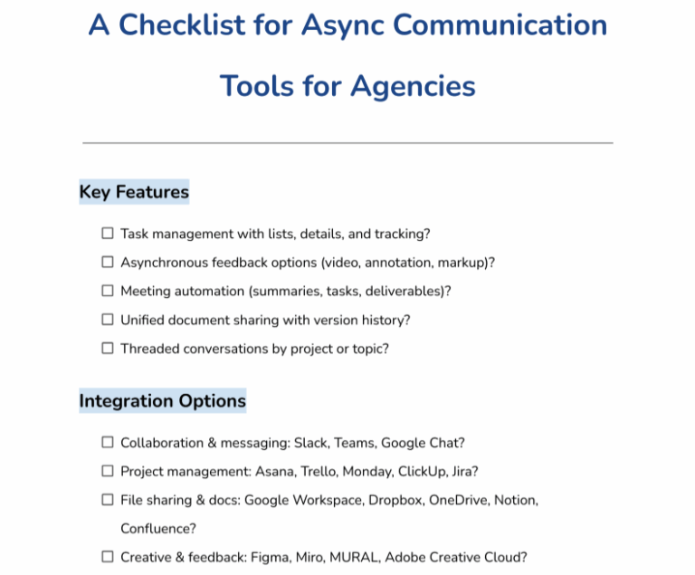 A Visualization of a Checklist for Async Communication Tools