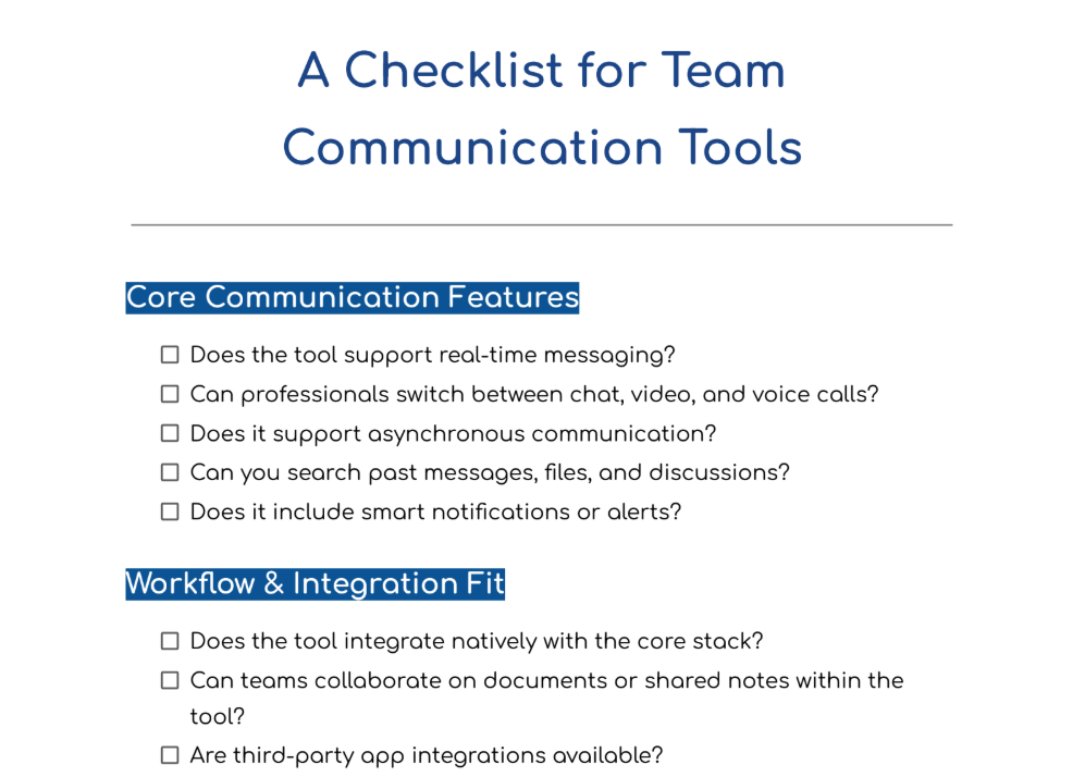 A Checklist for Team Communication Tools for Agencies