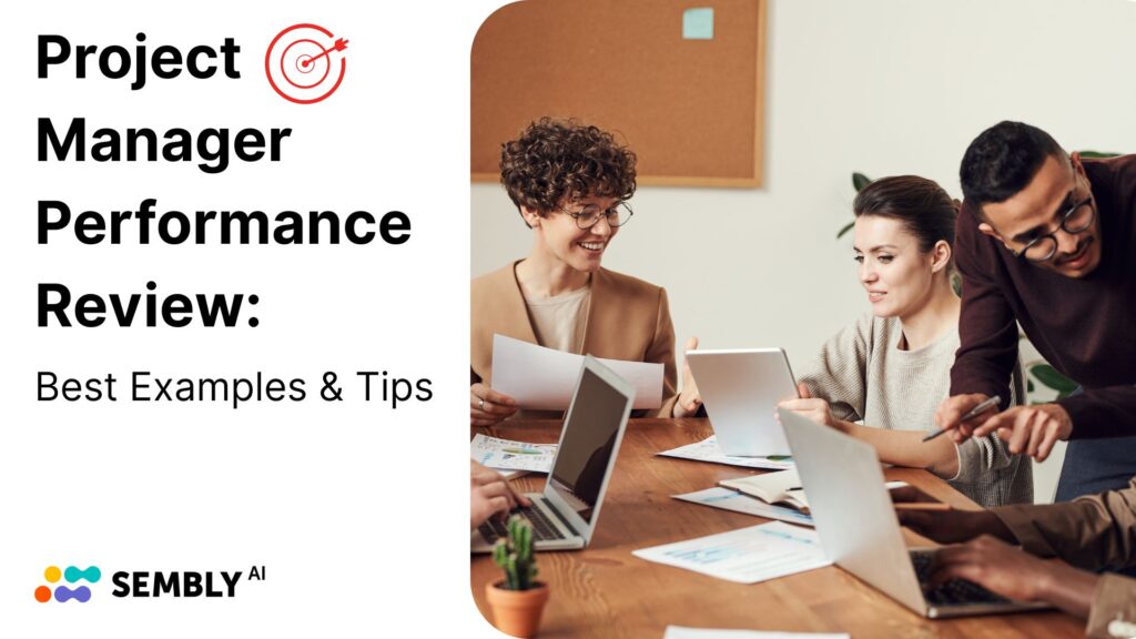 A Banner for the Article About Project Manager Performance Review Examples & Tips