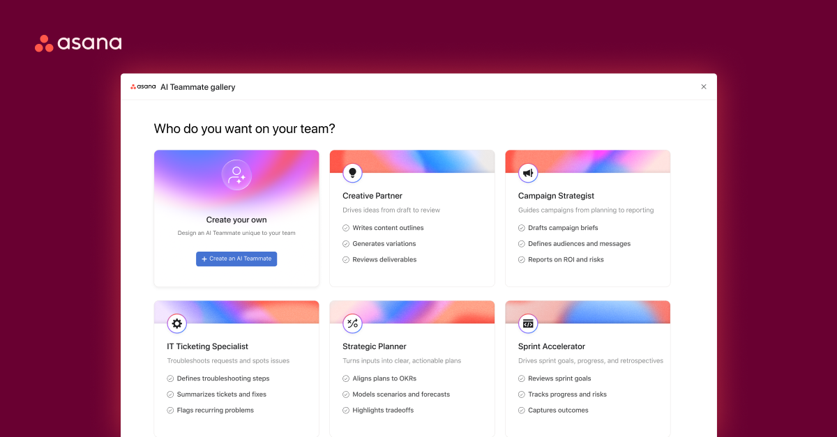 Asana AI Teammates as the First Example of AI Teammates
