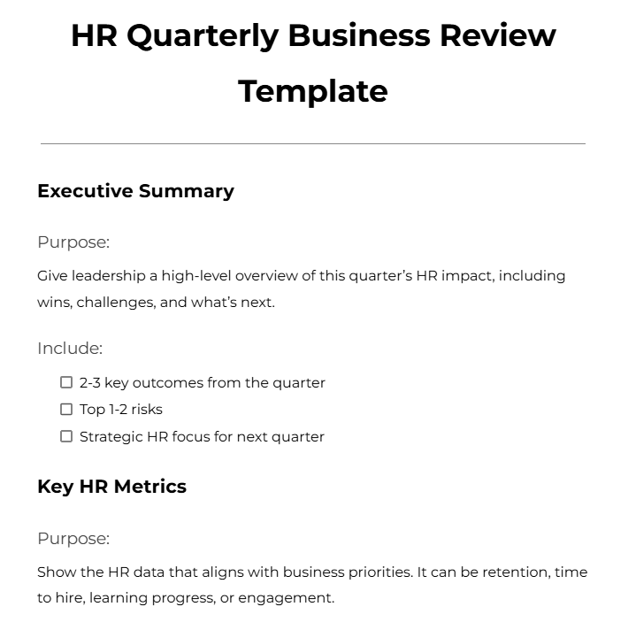 HR Quarterly Business Review Template
